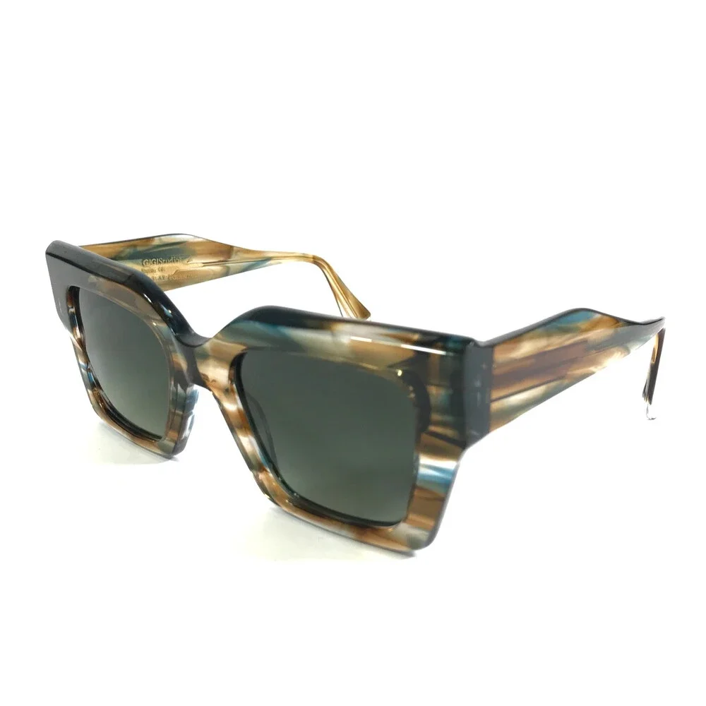 Gigi Studios Sunglasses KENDALL 6737G/0 Striped Brown Butterfly w/ Green Lenses